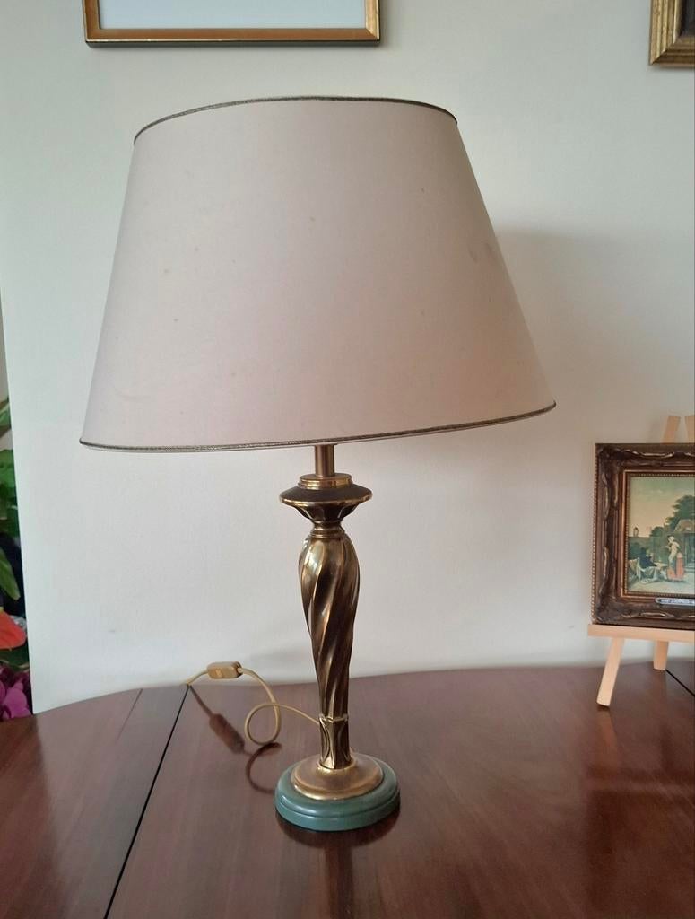 Vintage Tafellamp met gedraaide voet, Ophalen, Gebruikt, Vintage, Stof