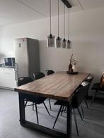 Design hanglamp zwart met smoke glas 4-lichts, Ophalen, Gebruikt, Glas, 75 cm of meer