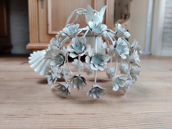 Lief emaille hanglampje met bloemetjes, Huis en Inrichting, Lampen | Hanglampen, Gebruikt, Minder dan 50 cm, Metaal, Ophalen of Verzenden
