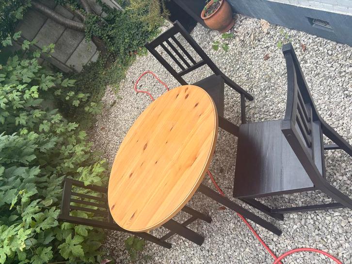 (Binnen) Eettafel rond met 3 stoelen, Huis en Inrichting, Tafels | Eettafels, Gebruikt, 50 tot 100 cm, tot twee personen, Rond