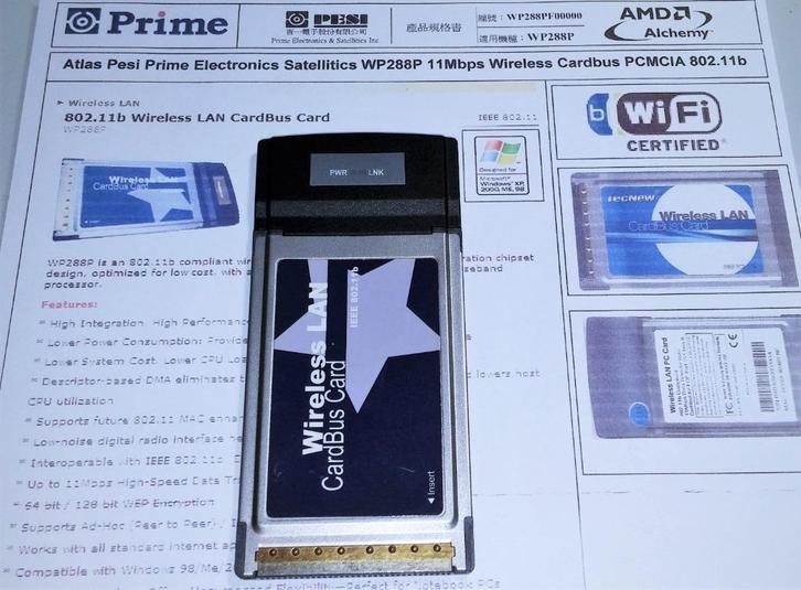 Prime PQP-WP288P Wireless G 11Mbps PCMCIA 32-bit Cardbus, Computers en Software, Netwerkkaarten, Nieuw, Extern, Ophalen of Verzenden
