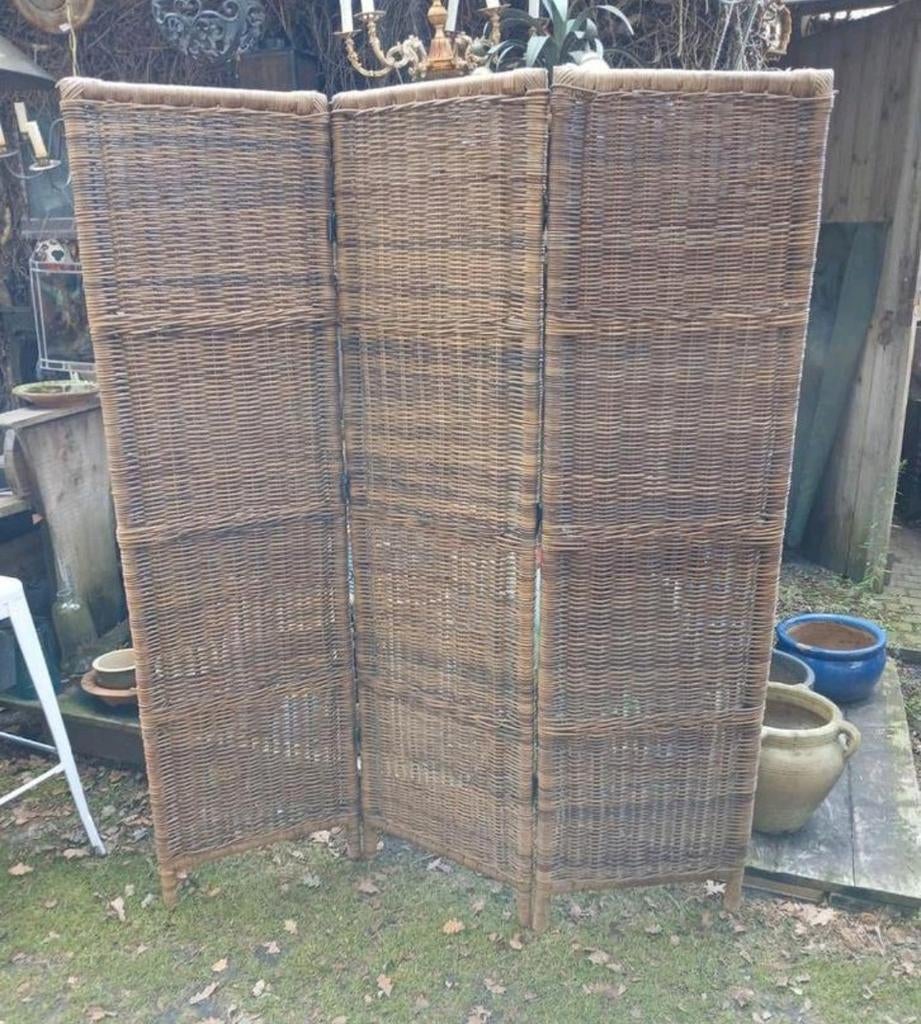 Vintage rotan kamerscherm, Huis en Inrichting, Woonaccessoires | Kamerschermen, Ophalen, Zo goed als nieuw
