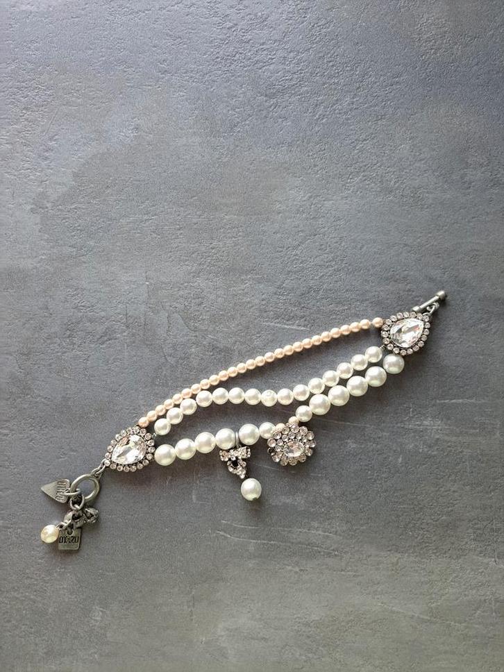 Otazu Parelarmband, Sieraden, Tassen en Uiterlijk, Armbanden, Gebruikt, Overige materialen, Wit, Met bedels of kralen, Met kristal