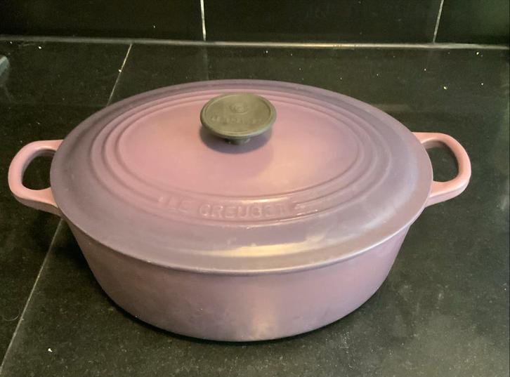 Le Creuset Pan Paars - Unieke Editie, Huis en Inrichting, Keuken | Potten en Pannen, Gebruikt, Koekenpan of Braadpan, Gietijzer