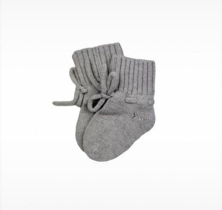 Knitted baby booties slofjes sokken – merino wol – grey, Kinderen en Baby's, Babykleding | Maat 50, Nieuw, Jongetje of Meisje