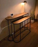 Side tables met zwart stalen frame (set 2 stuks), Huis en Inrichting, Tafels | Sidetables, Ophalen, 100 tot 150 cm, Modern hotelchique