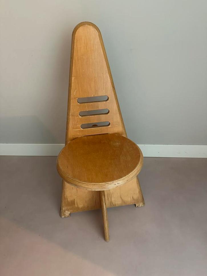 Houten Design Stoel Lundia verstelbaar, Huis en Inrichting, Stoelen, Gebruikt, Eén, Hout, Bruin, Ophalen