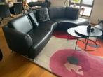 Te Koop: Zwart Leren zitbank van FM Muster, Huis en Inrichting, Banken | Bankstellen, Ophalen, Gebruikt, Minder dan 75 cm, Hoekbank