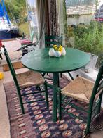 Ronde tafel diameter 95 cm met 4 stoelen, Ophalen, Zo goed als nieuw, Rond, 50 tot 100 cm