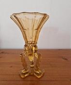 Art deco vaasje Amber kristal glas, Ophalen of Verzenden