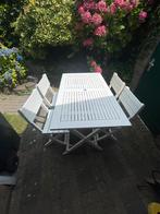 Houten Tuinset met Tafel en 4 Stoelen, Ophalen, 4 zitplaatsen, Gebruikt, Eettafel