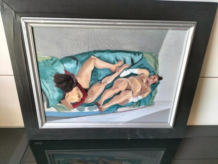 Modern schilderij vrouwelijk naakt, Antiek en Kunst, Kunst | Schilderijen | Modern, Ophalen of Verzenden