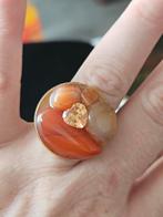 Agaat & Zirconia Ring, Met edelsteen, Nieuw, Oranje, Ophalen of Verzenden