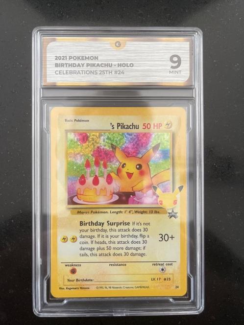 Birthday Pikachu Celebration graded 9, Verzamelen, Overige Verzamelen, Nieuw, Verzenden