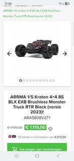 Arrma kraton 8s NIEUW met 4 bashing 8000mah  accu, Hobby en Vrije tijd, Ophalen of Verzenden, Nieuw, Elektro, Auto offroad