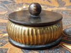 Mooi stel antieke Engelse doosjes van koper en hout 7,5 cm., Antiek en Kunst, Ophalen of Verzenden