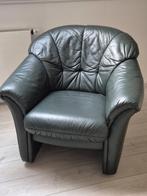 Groene leren stoel, Huis en Inrichting, Stoelen, Ophalen, Gebruikt, Overige kleuren, Leer