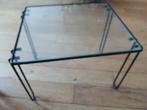 Vintage bijzettafel jaren 70, Huis en Inrichting, Tafels | Bijzettafels, Minder dan 55 cm, Gebruikt, Glas, Rechthoekig