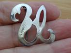 zilveren sierlijke letter U broche   [600], Verzenden, Minder dan 4 cm, Zo goed als nieuw, Zilver
