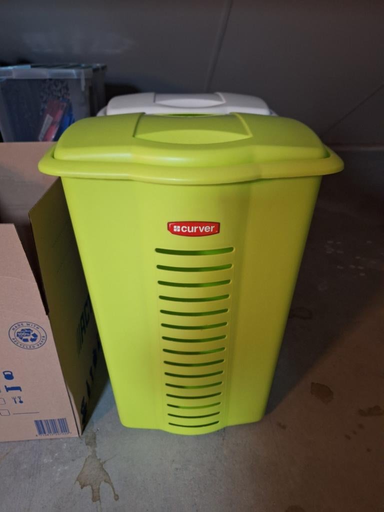 2x Curver Wasmand - Limegroen & Wit, Ophalen, Gebruikt