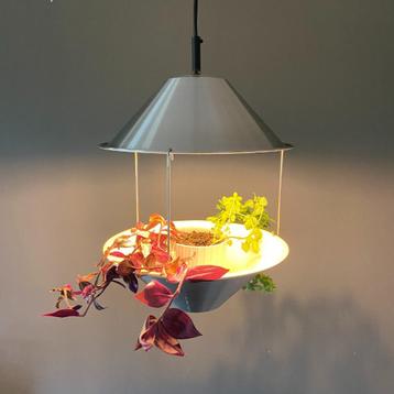 OPRUIMING  jaren 50 60 aluminium planter lamp Deens design beschikbaar voor biedingen