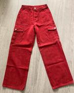 Rode wijde jeans met zakken , maat S 36, Kleding | Dames, Gedragen, W28 - W29 (confectie 36), Ophalen of Verzenden, Overige kleuren