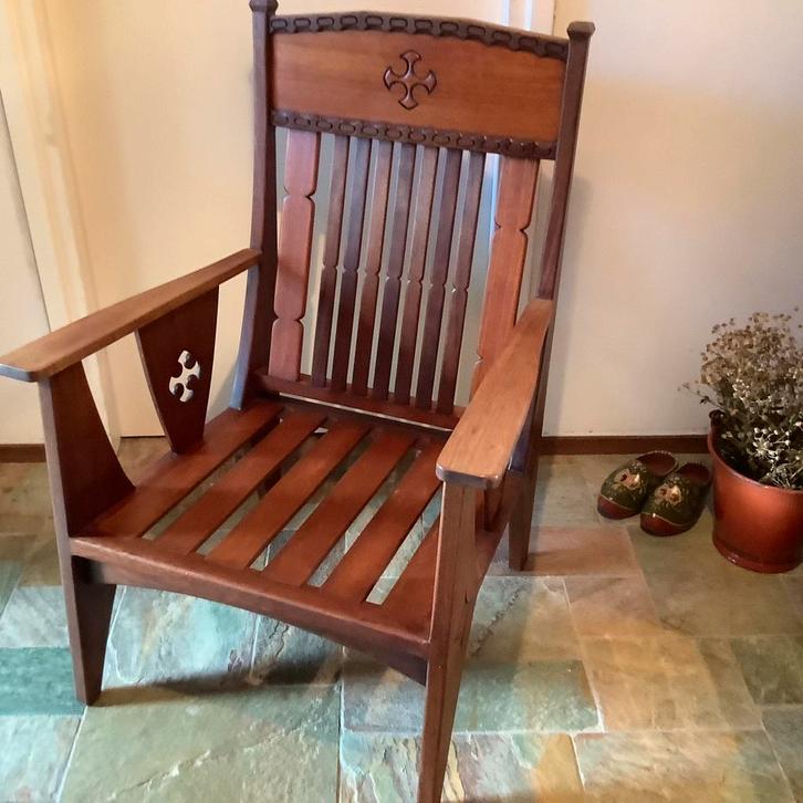 UNIEKE STOEL,- TROPISCH HARDHOUT, Antiek en Kunst, Antiek | Meubels | Stoelen en Banken, Ophalen of Verzenden