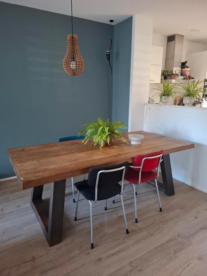 Massief eikenhouten eetkamer tafel, Huis en Inrichting, Tafels | Eettafels, Gebruikt, 100 tot 150 cm, 200 cm of meer, Vijf personen of meer