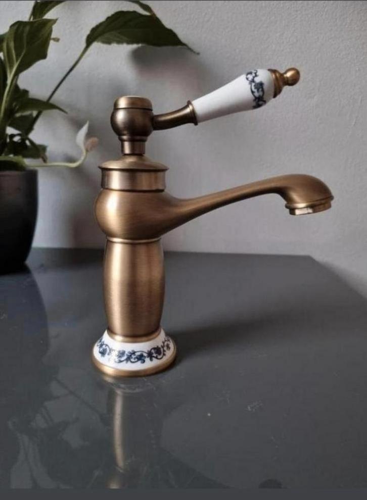 Retro landelijke wastafelkraan, brons, mengkraan, antiek, Doe-het-zelf en Verbouw, Sanitair, Nieuw, Kraan, Koper, Ophalen of Verzenden