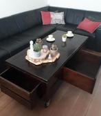 🌸 MASSIEF HOUTEN SALONTAFEL OP WIELEN 1.40 CM X 0.70 CM, Industrieël modern tijdloos klassiek stijlvol hout, Ophalen of Verzenden