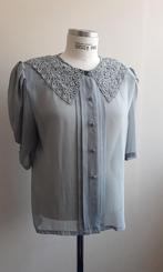 WHIMSY, dunne zeegroene blouse met kanten kraag, mt 40, Ophalen of Verzenden, Zo goed als nieuw, Groen, Maat 38/40 (M)