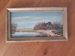 Oud Schilderijtje op Paneel "Boerderij", Antiek en Kunst, Kunst | Schilderijen | Klassiek, Ophalen