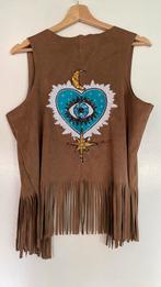 Bruin suedine gilet met franje - one size (maat s/m), Verzenden, Nieuw, Maat 38/40 (M), Bruin