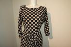 Ladress polkadot stretch travel stof jurk strik band XS/S, Kleding | Dames, Overige kleuren, Verzenden, Zo goed als nieuw, Knielengte