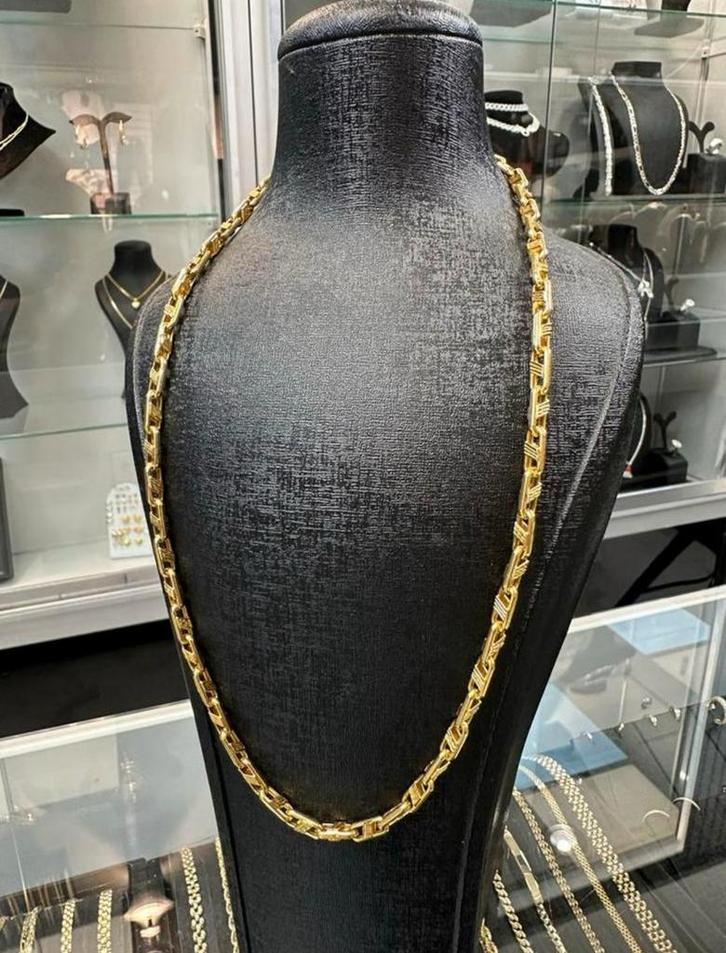 18K gouden schakelketting, Sieraden, Tassen en Uiterlijk, Kettingen, Zo goed als nieuw, Goud, Goud, Ophalen of Verzenden