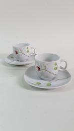2x kop en schotel Bijenkorf Collection met Orchidee. 7A6, Tweedehands verkoop, Tweedehands verkoop, Gebruikt, Ophalen of Verzenden