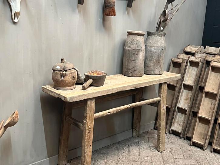 Oude elmwood tafel chinese tafel sidetable 134 cm, Huis en Inrichting, Tafels | Sidetables, Nieuw, 25 tot 50 cm, 100 tot 150 cm