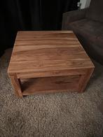 Houten Salontafel op wieltjes met geheime la, Ophalen, 50 tot 100 cm, Vierkant, 50 tot 100 cm