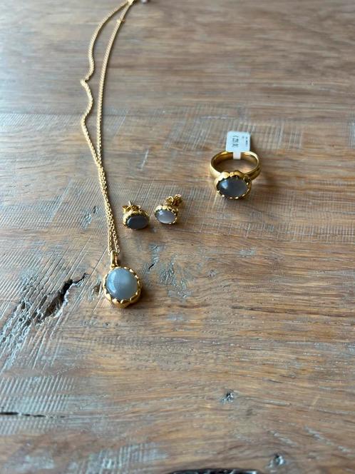 Rabinovich set verguld met maansteen, Sieraden, Tassen en Uiterlijk, Kettingen, Nieuw, Zilver, Goud, Met edelsteen, Verzenden