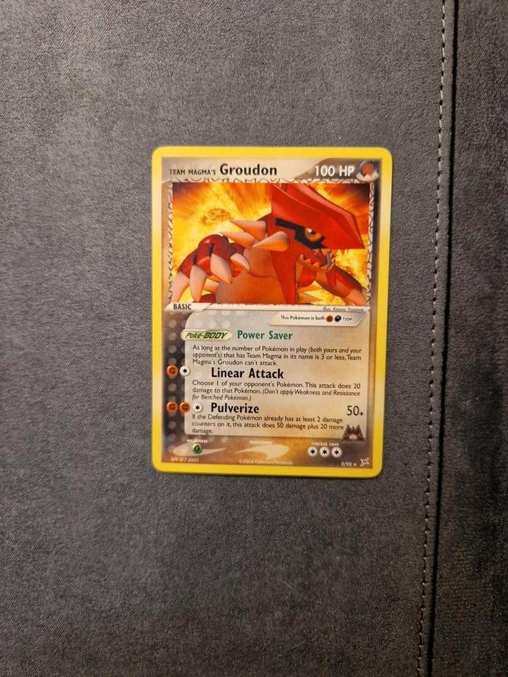 Team Magma's Groudon 9/95 Ex Ruby and Sapphire 2004, Hobby en Vrije tijd, Verzamelkaartspellen | Pokémon, Zo goed als nieuw, Losse kaart