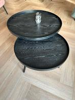 2 Zwarte Woood Salontafels, Ophalen, Gebruikt, Rond, 50 tot 100 cm