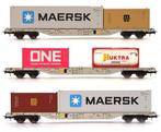 B-Models 54.300 Set met 3 containerwagens Maersk - MSC, Hobby en Vrije tijd, Modeltreinen | H0, Overige merken, Gelijkstroom, Ophalen of Verzenden