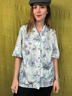 Vintage blouse / shirt - print - blauw - 40/L/large, Gedragen, Blauw, Maat 42/44 (L), Vintage