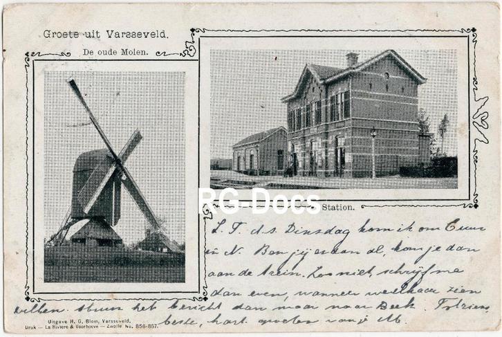 Ansichtkaart - Briefkaart Molen en Station Varsseveld 1902, Verzamelen, Ansichtkaarten | Nederland, Gelopen, Gelderland, Voor 1920