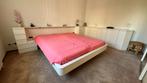 Bed met inbouwkasten, Ophalen, Wit, Tweepersoons, 180 cm