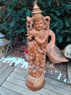 Zeer groot Beeld van de god Krishna, goed Houtsnijwerk Gesig, Antiek en Kunst, Ophalen of Verzenden