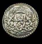 Antiek zilver broekstuk & speld 2 leeuwen en wapen, Antiek en Kunst, Verzenden, Zilver