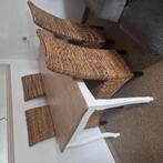 Eettafel met 4 rieten stoelen 80 x 160, Huis en Inrichting, Tafels | Eettafels, Ophalen, Gebruikt, 50 tot 100 cm, 150 tot 200 cm