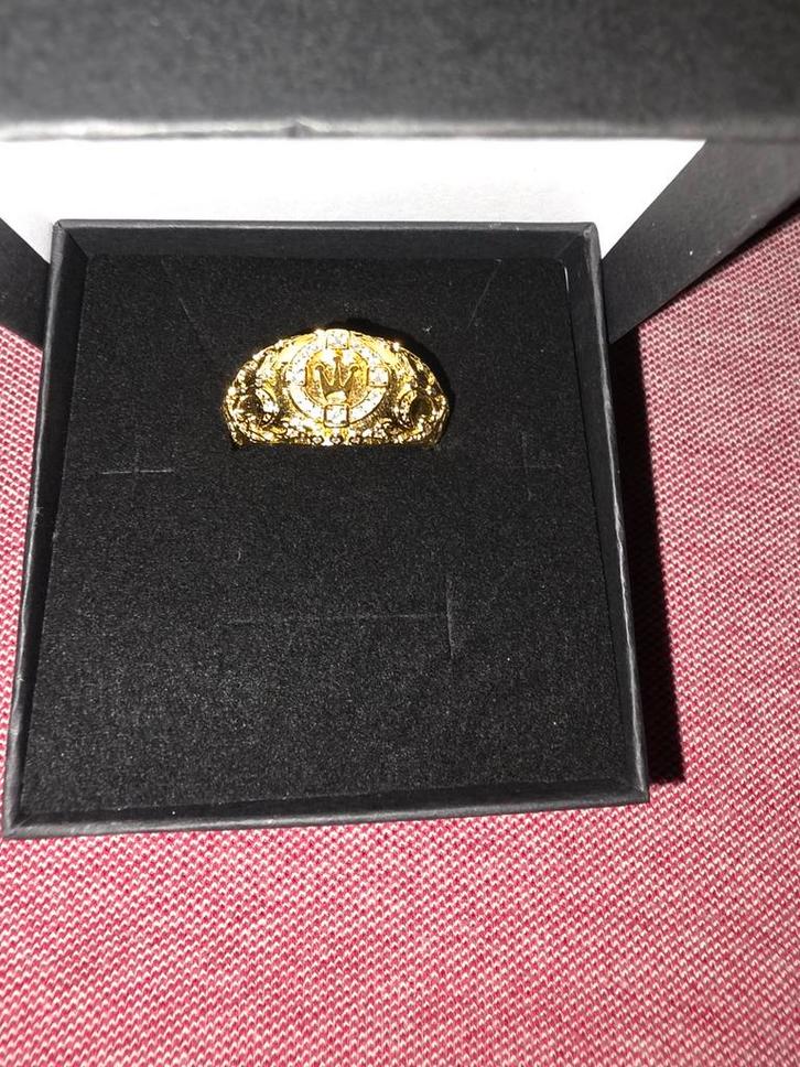 Prachtige double zegelring voor heren met kroon. Ringmaat 61, Sieraden, Tassen en Uiterlijk, Ringen, Zo goed als nieuw, Heer, 20 of groter