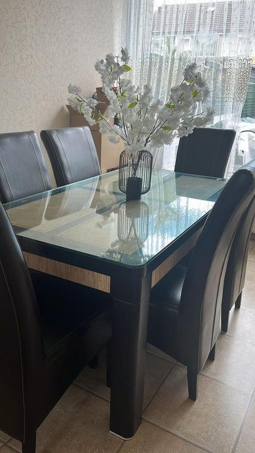 Meubel set (6 stoelen, eetafel en salon tafel), Huis en Inrichting, Tafels | Eettafels, Gebruikt, 150 tot 200 cm, 50 tot 100 cm